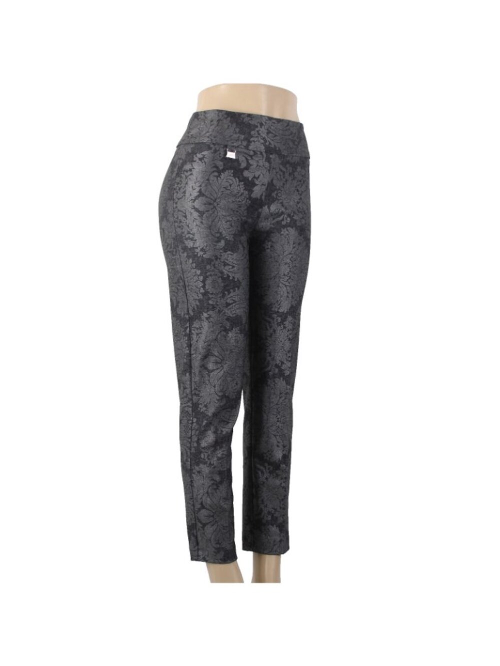 Joseph Ribkoff Pant Sz 6 x 27 Black Gray Metallic Floral Print No Fabric Pant - Picture 3 of 10